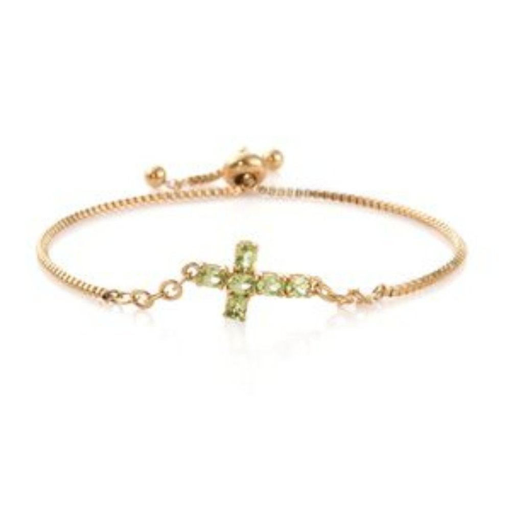 KARIS Hebei Peridot Side Cross Bolo Bracelet
